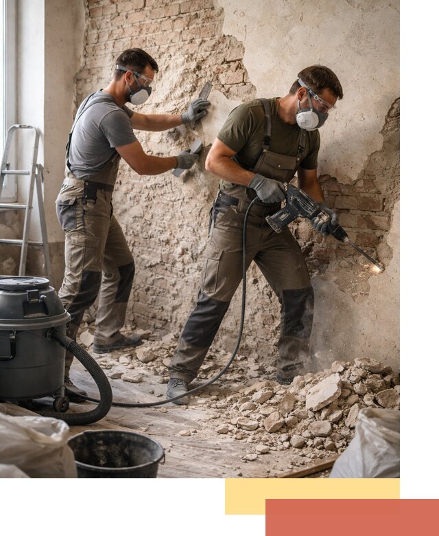 Демонтаж штукатурки со стен в Боровичах быстро и аккуратно