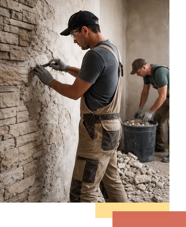 Демонтаж декоративного камня в Боровичах профессионально и безопасно