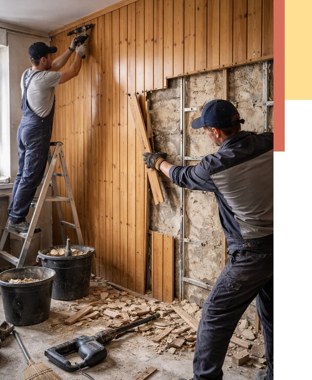 Демонтаж вагонки со стен в Боровичах от 1511 руб. — снятие, удаление, срочно | ОТДЕЛОЧНИК-Брв