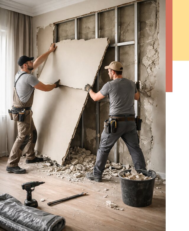 Демонтаж гипсокартона со стен в Боровичах от 365 руб. — услуги демонтажа | ОТДЕЛОЧНИК-Брв