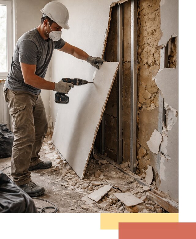 Демонтаж гипсокартона со стен в Боровичах качественно и быстро