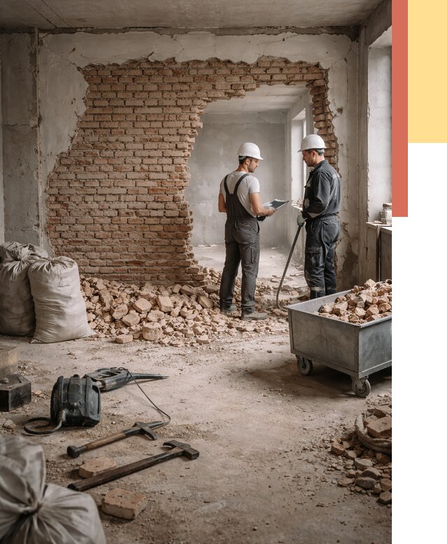 Демонтаж кирпичных стен в Боровичах от 4378 руб. — быстро, недорого, под ключ | ОТДЕЛОЧНИК-Брв