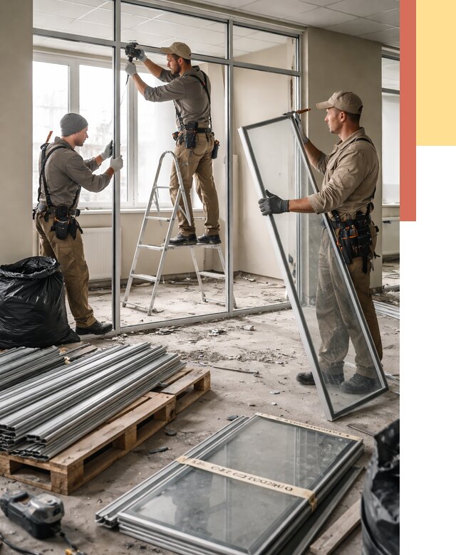 Демонтаж алюминиевых перегородок в Боровичах от 4378 руб. — быстро и недорого | ОТДЕЛОЧНИК-Брв