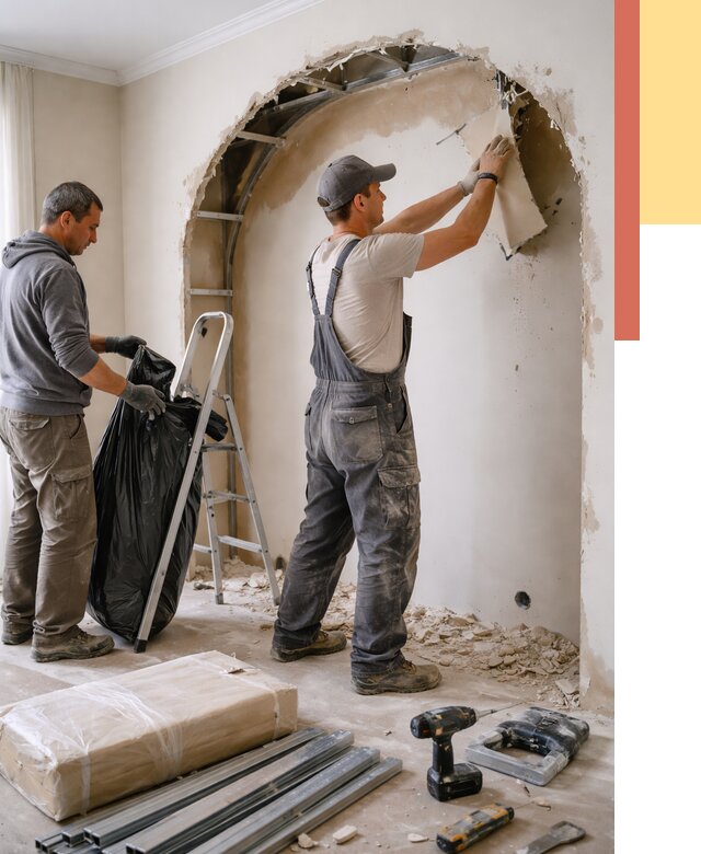 Демонтаж арки из гипсокартона в Боровичах от 3648 руб. — услуги под ключ | ОТДЕЛОЧНИК-Брв