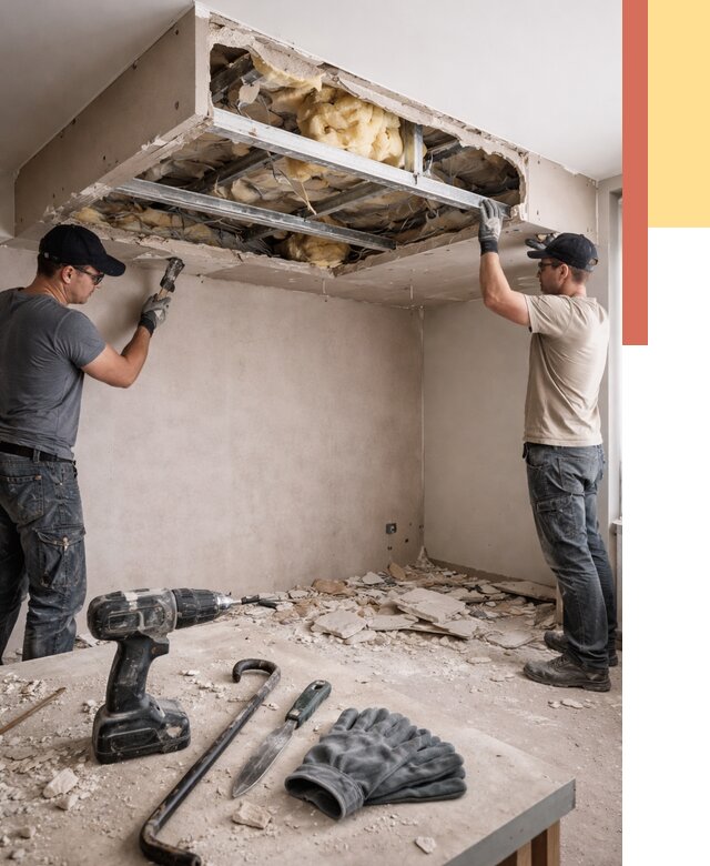 Демонтаж короба из гипсокартона в Боровичах от 1584 руб. — быстро и недорого | ОТДЕЛОЧНИК-Брв