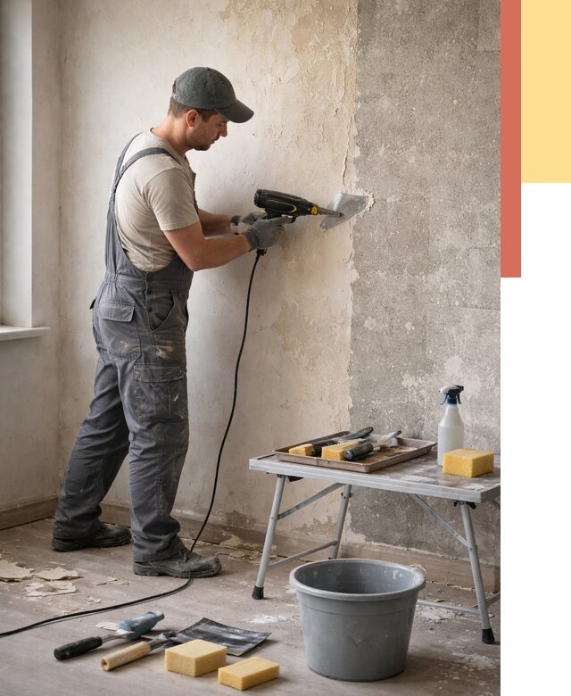 Очистка стен от клея в Боровичах от 1928 руб. — снятие и удаление клея со стен | ОТДЕЛОЧНИК-Брв