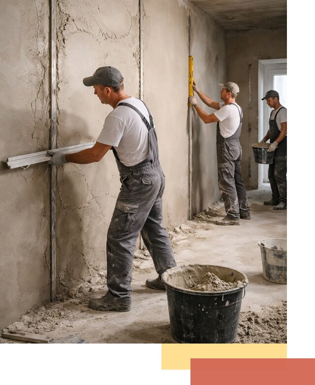 Штукатурка стен по маякам в Боровичах — точная и ровная поверхность