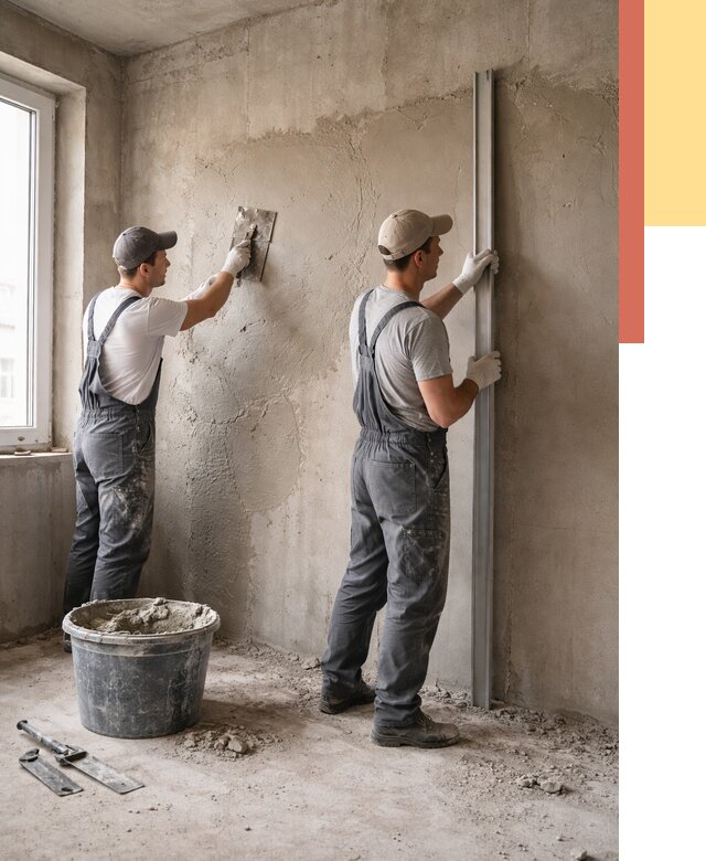 Штукатурка бетонных стен в Боровичах от 4690 руб/м² — качественно и быстро | ОТДЕЛОЧНИК-Брв