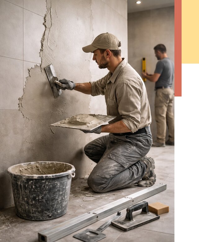 Штукатурка стен в ванной в Боровичах от 4690 руб./м² — выравнивание под ключ | ОТДЕЛОЧНИК-Брв