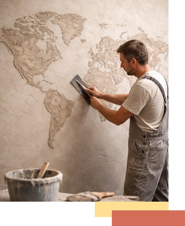 Декоративная штукатурка «Карта мира» под ключ в Боровичах