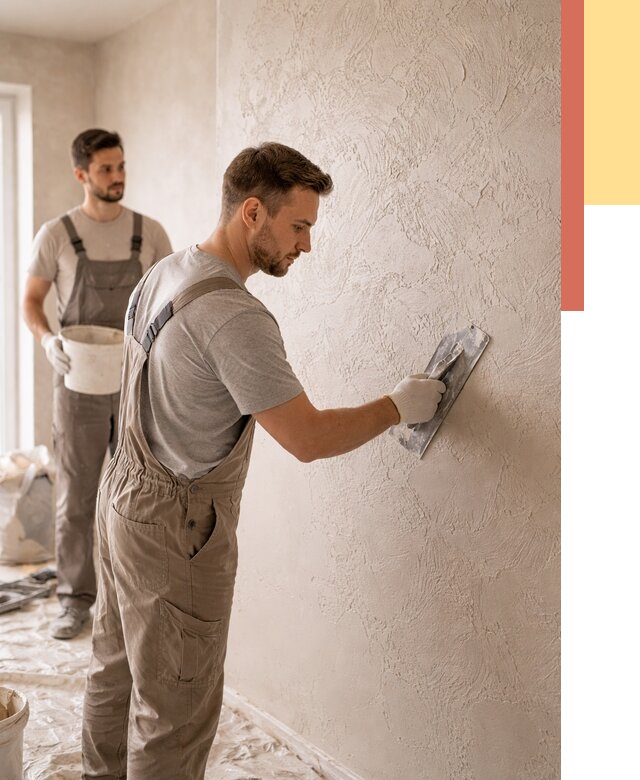 Фактурная штукатурка стен в Боровичах от 4378 руб./м² — заказать под ключ | ОТДЕЛОЧНИК-Брв