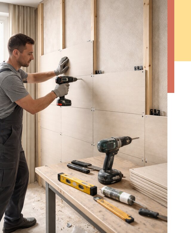 Монтаж МДФ панелей на стены в Боровичах от 1303 руб. под ключ | ОТДЕЛОЧНИК-Брв