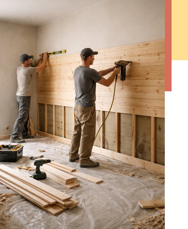 Монтаж деревянной вагонки на стены в Боровичах от 7817 руб. | Услуги монтажа вагонки | ОТДЕЛОЧНИК-Брв