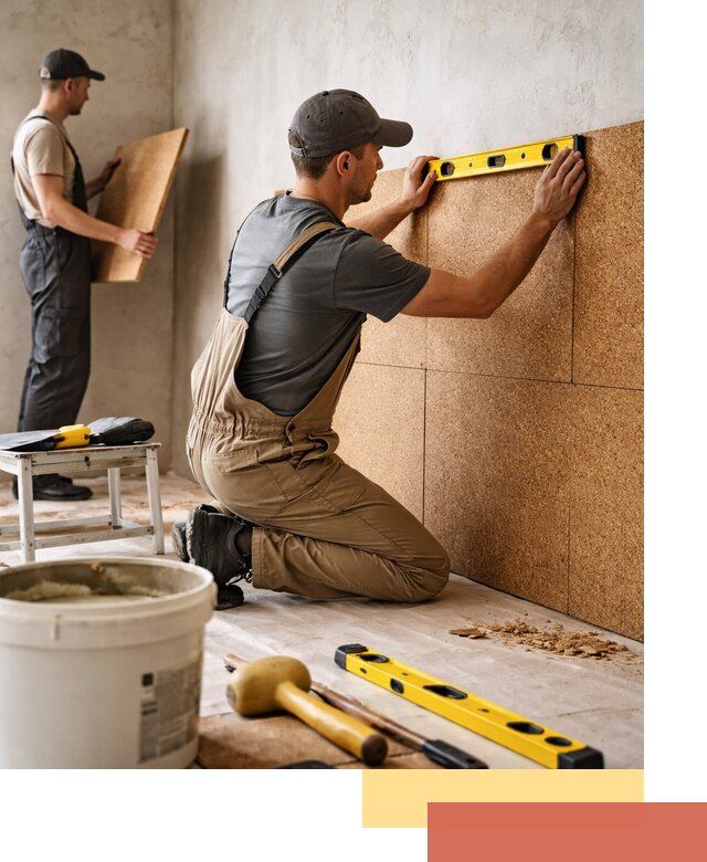 Монтаж пробковых панелей на стены в Боровичах быстро и качественно