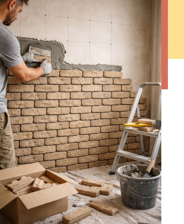 Монтаж декоративного кирпича в Боровичах от 3335 руб./м² — быстро и недорого | ОТДЕЛОЧНИК-Брв