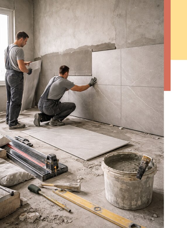 Облицовка стен керамогранитом в Боровичах от 4378 руб./м² — услуги под ключ | ОТДЕЛОЧНИК-Брв