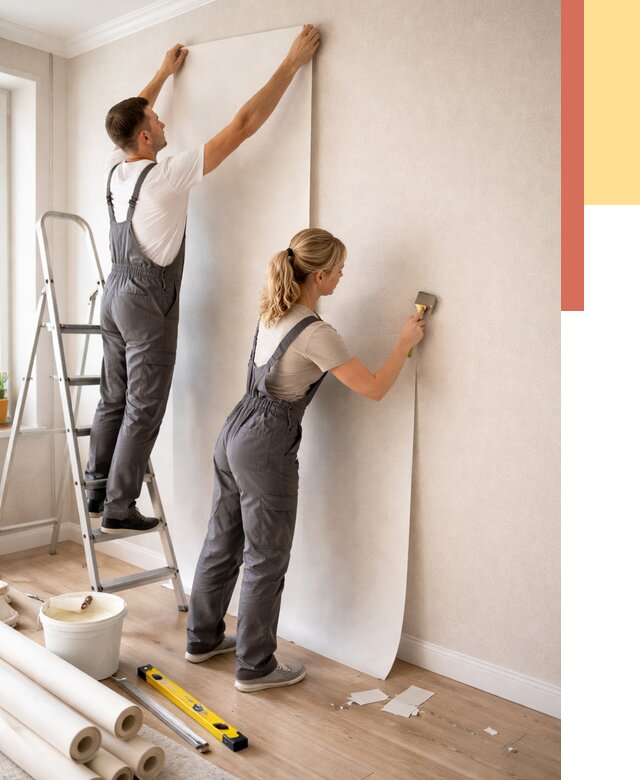 Поклейка флизелиновых обоев в Боровичах от 6254 руб. | Быстро и недорого — ОТДЕЛОЧНИК-Брв