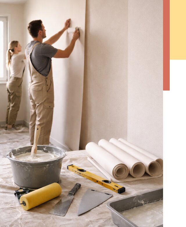 Поклейка бумажных обоев в Боровичах от 5733 руб./м2 — быстро и недорого | ОТДЕЛОЧНИК-Брв