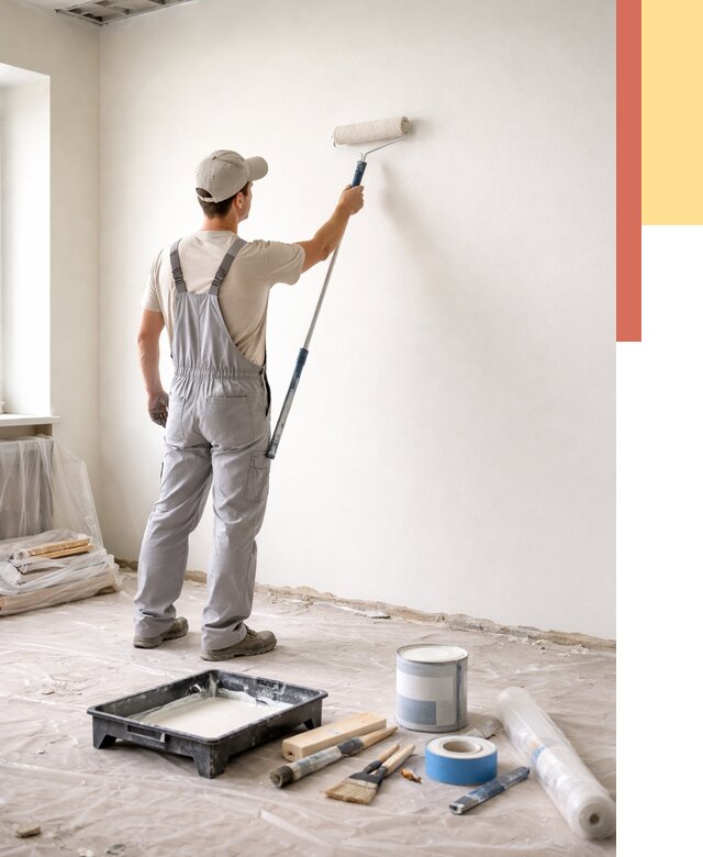 Покраска стен водоэмульсионной краской в Боровичах от 469 руб. за м² | ОТДЕЛОЧНИК-Брв