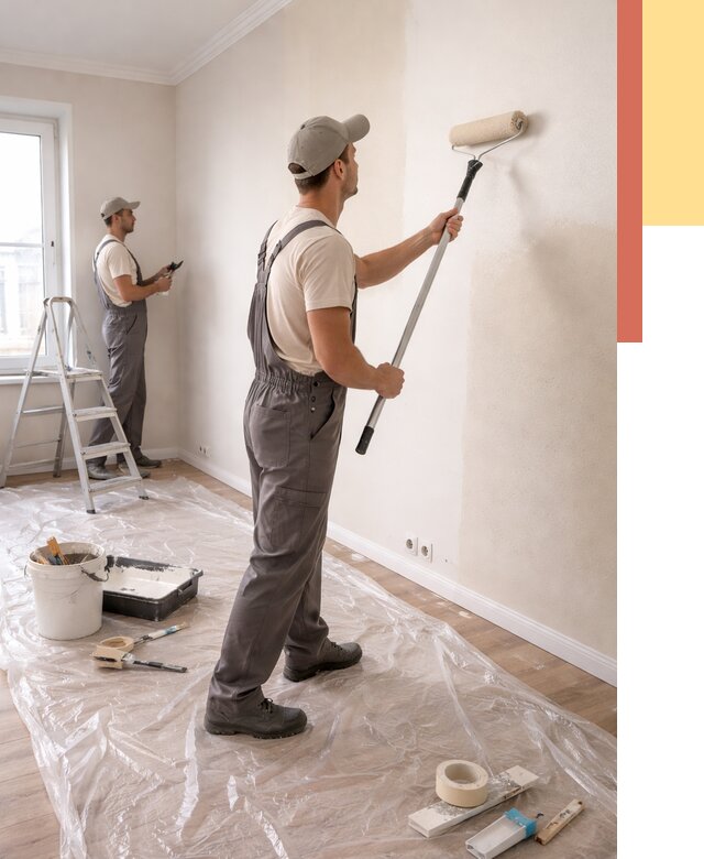 Покраска стен акриловой краской в Боровичах от 3648 руб./м² — быстро и недорого | ОТДЕЛОЧНИК-Брв