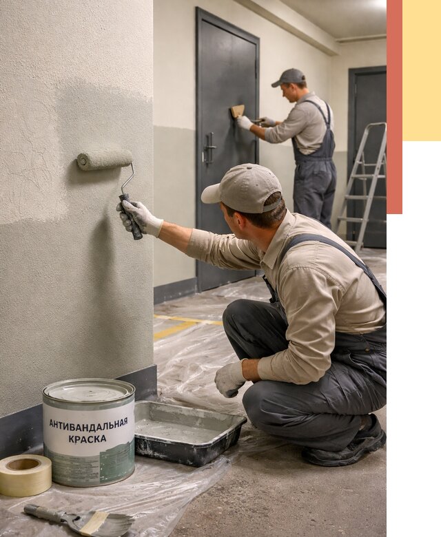 Покраска стен антивандальной краской в Боровичах от 4690 руб./м² под ключ | ОТДЕЛОЧНИК-Брв