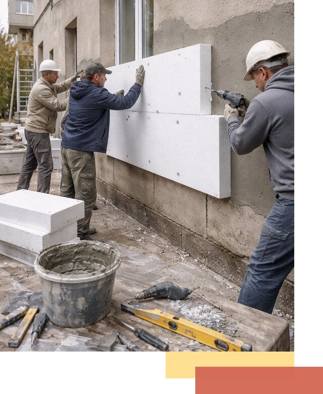 Утепление наружных стен пенопластом в Боровичах