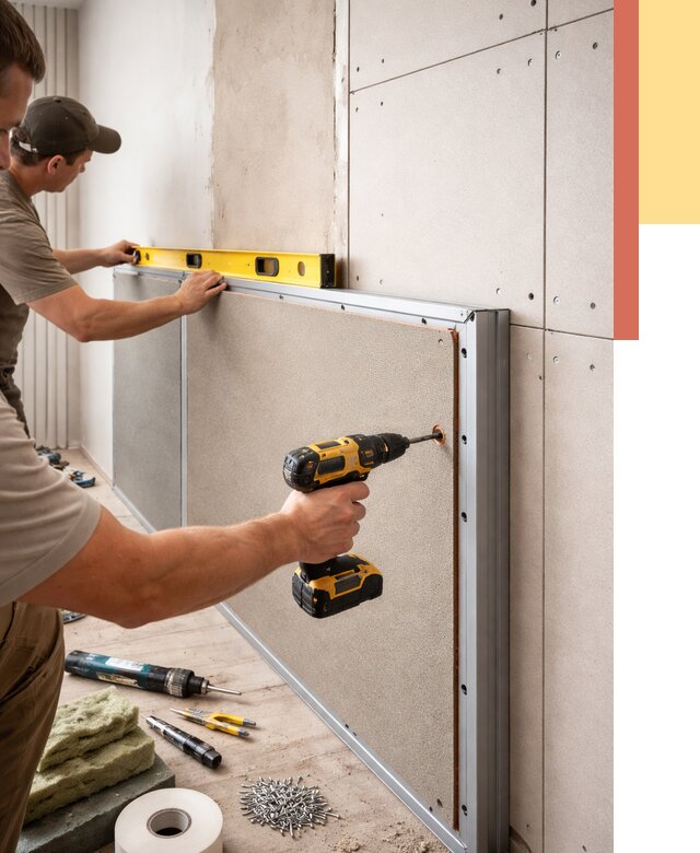 Шумоизоляция стен панелями ЗИПС в Боровичах от 2293 руб./м² под ключ | ОТДЕЛОЧНИК-Брв