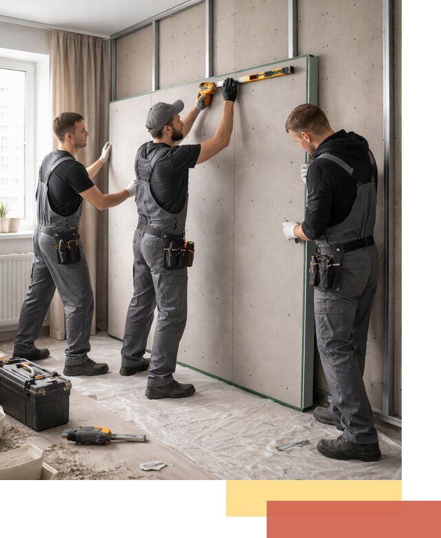 Шумоизоляция стен панелями ЗИПС в Боровичах для жилых и коммерческих помещений