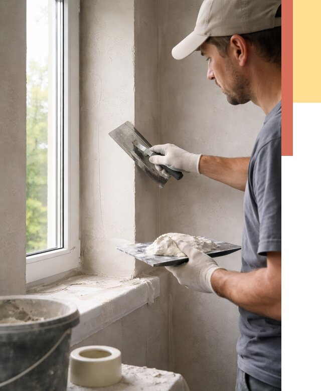 Штукатурка откосов в Боровичах от 4690 руб/м² — услуги и выравнивание под ключ | ОТДЕЛОЧНИК-Брв