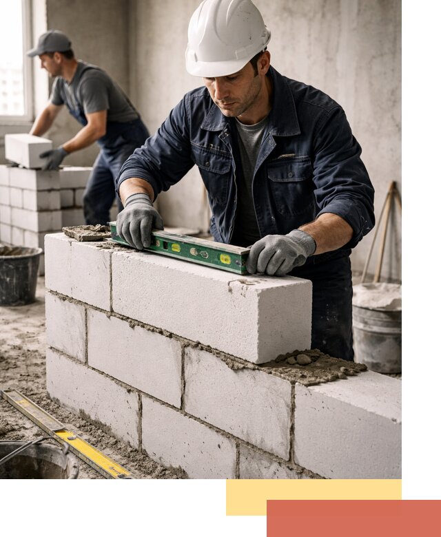 Кладка перегородок из пеноблока под ключ в Боровичах