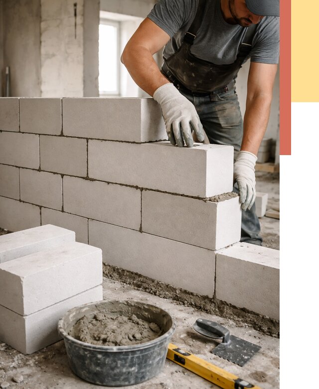 Кладка перегородок из силикатного блока в Боровичах от 4169 руб. под ключ | ОТДЕЛОЧНИК-Брв