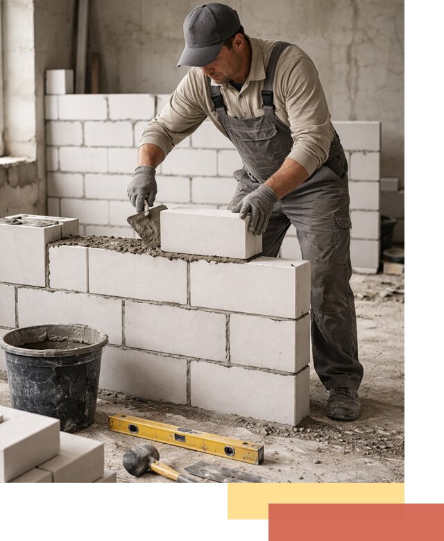 Кладка перегородок из силикатного блока в Боровичах