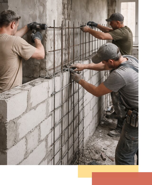 Армирование кладки перегородок в Боровичах профессионально и надёжно