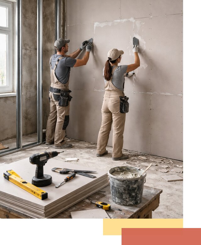 Монтаж двухслойной перегородки из гипсокартона в Боровичах