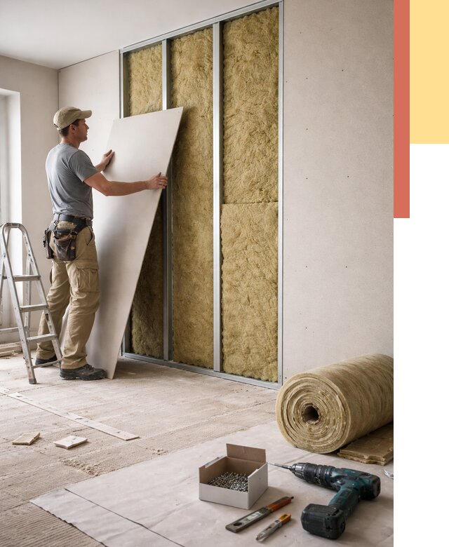 Перегородка из гипсокартона с шумоизоляцией в Боровичах от 3252 руб. | ОТДЕЛОЧНИК-Брв