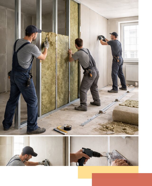 Перегородка из гипсокартона с шумоизоляцией в Боровичах — монтаж под ключ