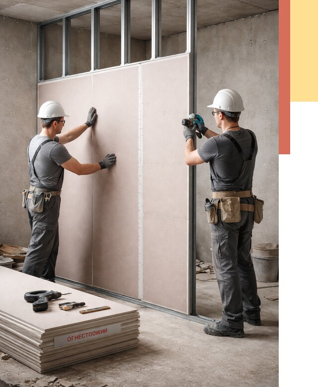 Перегородка из огнестойкого гипсокартона в Боровичах от 1928 руб. под ключ | ОТДЕЛОЧНИК-Брв