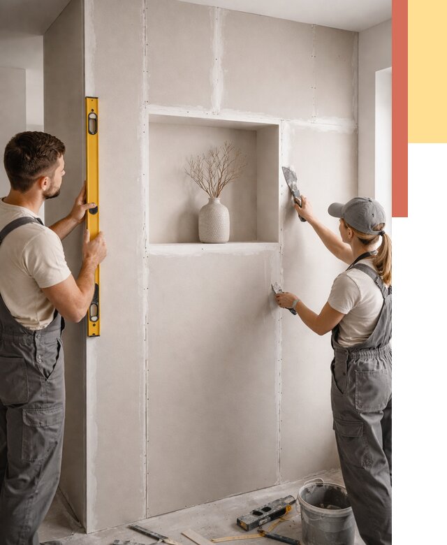 Перегородка из гипсокартона с нишей в Боровичах от 3387 руб. под ключ | ОТДЕЛОЧНИК-Брв