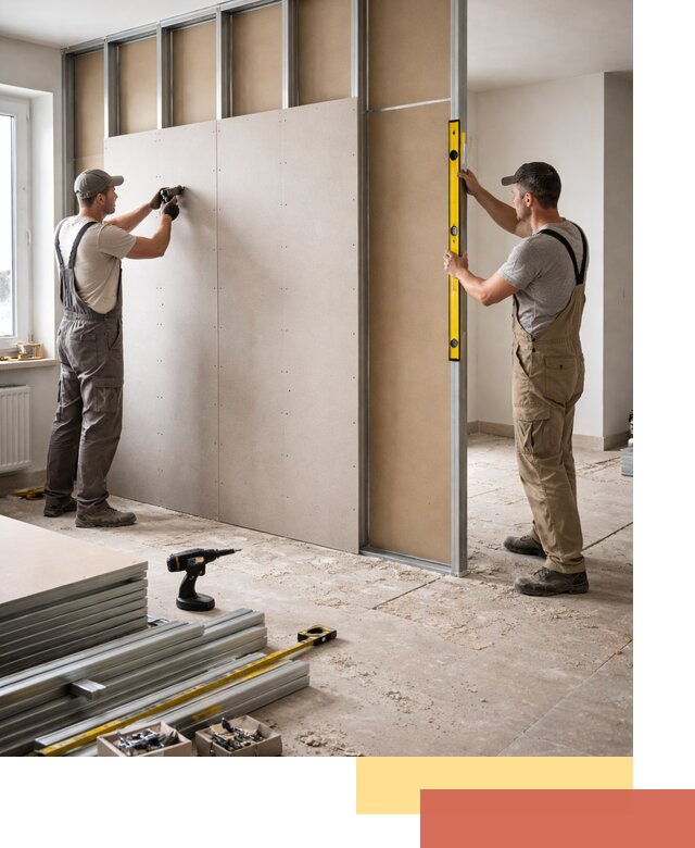 Зонирующая перегородка из гипсокартона под ключ в Боровичах