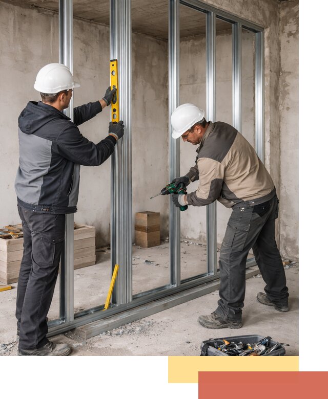 Монтаж каркаса перегородки из профиля в Боровичах