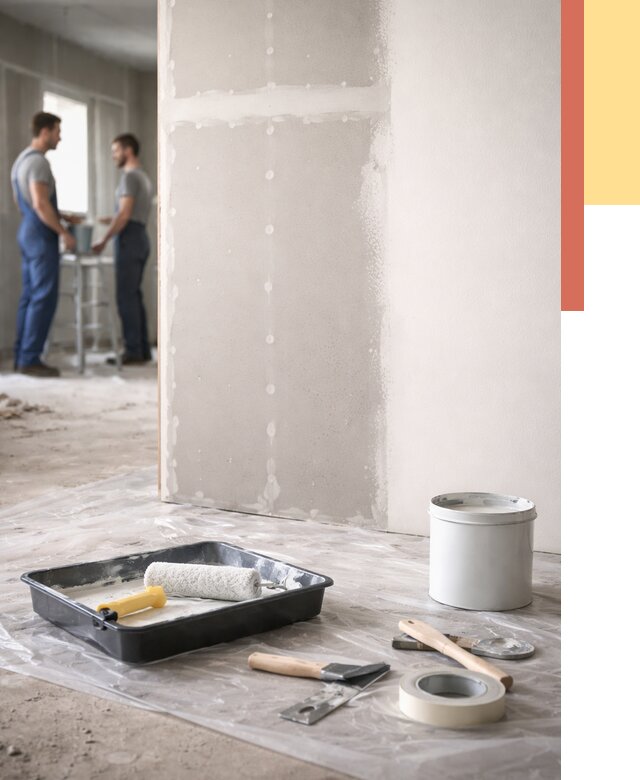 Покраска перегородок из гипсокартона в Боровичах от 4690 руб. под ключ | ОТДЕЛОЧНИК-Брв