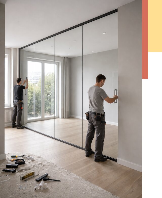 Изготовление стеклянных перегородок в Боровичах от 12872 руб. под ключ | ОТДЕЛОЧНИК-Брв