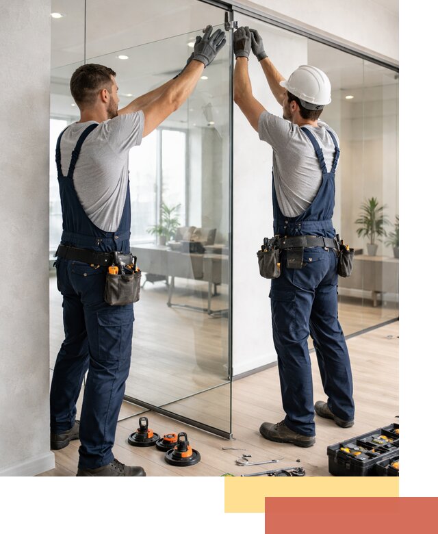 Безрамные стеклянные перегородки под ключ в Боровичах