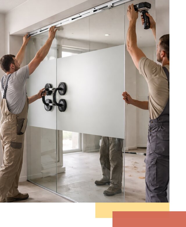 Матовые стеклянные перегородки под ключ в Боровичах