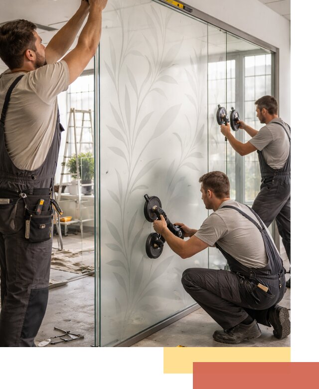 Стеклянные перегородки с рисунком на заказ в Боровичах