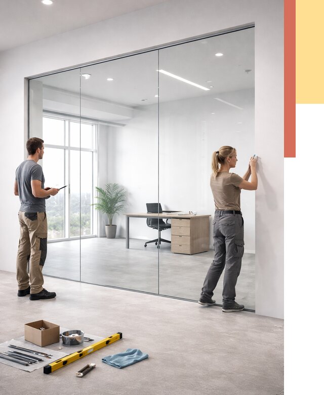 Перегородки из закаленного стекла в Боровичах от 9902 руб. под ключ | ОТДЕЛОЧНИК-Брв