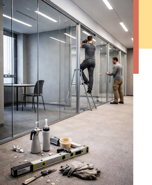 Стеклянные офисные перегородки в Боровичах от 8860 руб. — монтаж и установка | ОТДЕЛОЧНИК-Брв