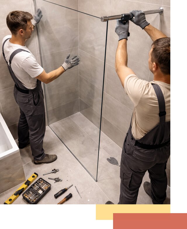 Стеклянные перегородки для душа в Боровичах — изготовление и монтаж