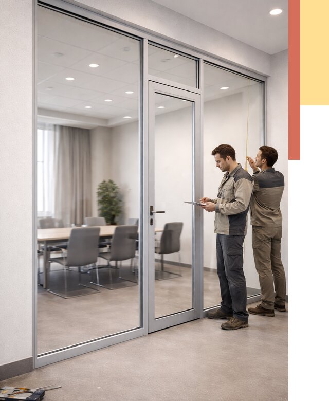 Установка и монтаж алюминиевых перегородок со стеклом в Боровичах от 8547 руб. | ОТДЕЛОЧНИК-Брв