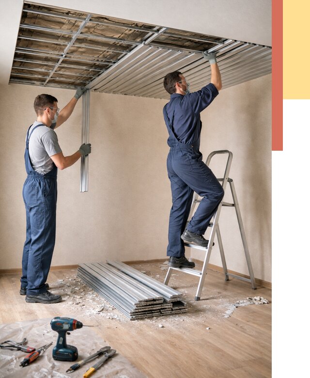 Демонтаж реечного потолка в Боровичах от 4690 руб. быстро и недорого | ОТДЕЛОЧНИК-Брв